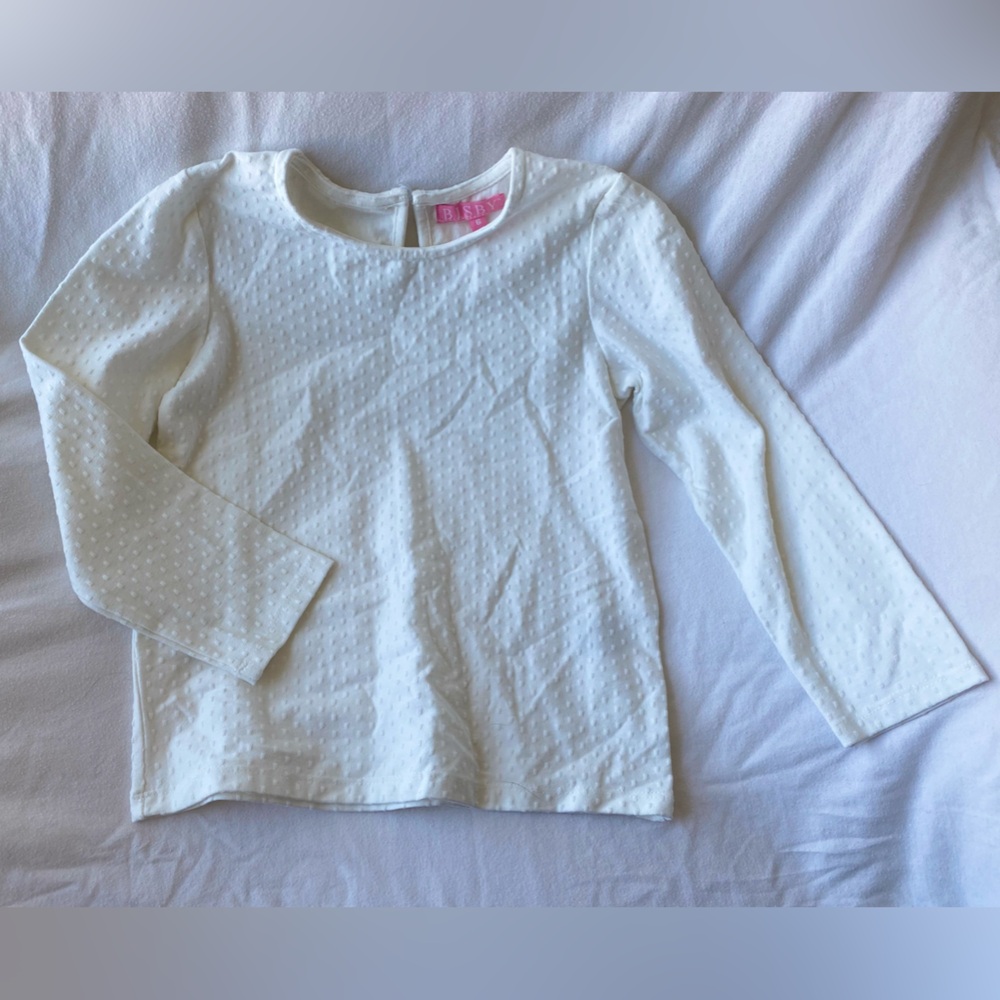 White Textured Blouse with Long Sleeves